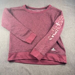 Adidas Burgundy Heathered Long Sleeve Crew Neck Sweatshirt Women's